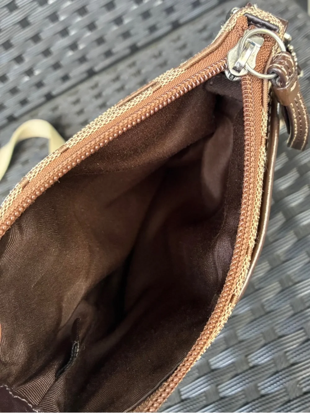 Coach Canvas Signature Crossbody in Brown and Beige
